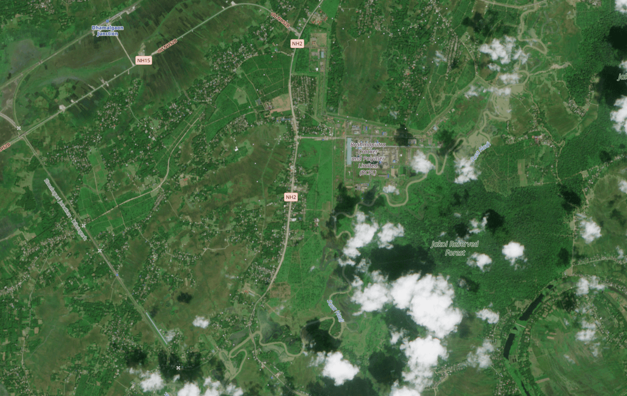 Lepetkata and Dibrugarh area, September 2020 satellite view